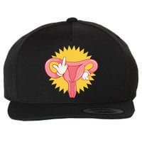Middle Finger Uterus Wool Snapback Cap