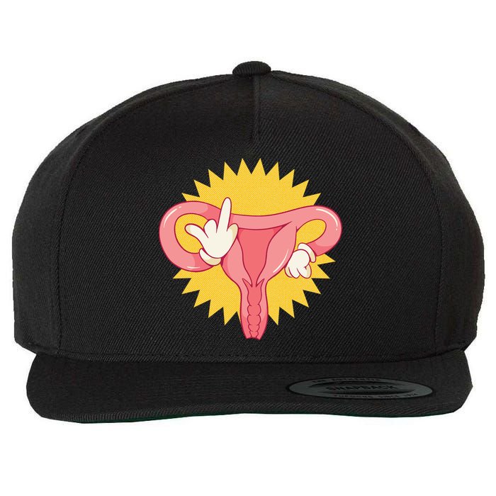 Middle Finger Uterus Wool Snapback Cap