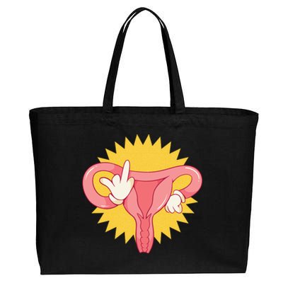 Middle Finger Uterus Cotton Canvas Jumbo Tote