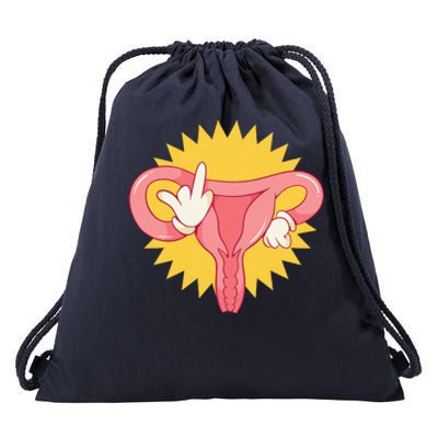 Middle Finger Uterus Drawstring Bag