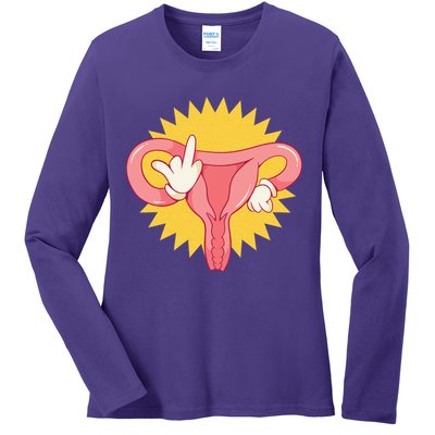 Middle Finger Uterus Ladies Long Sleeve Shirt