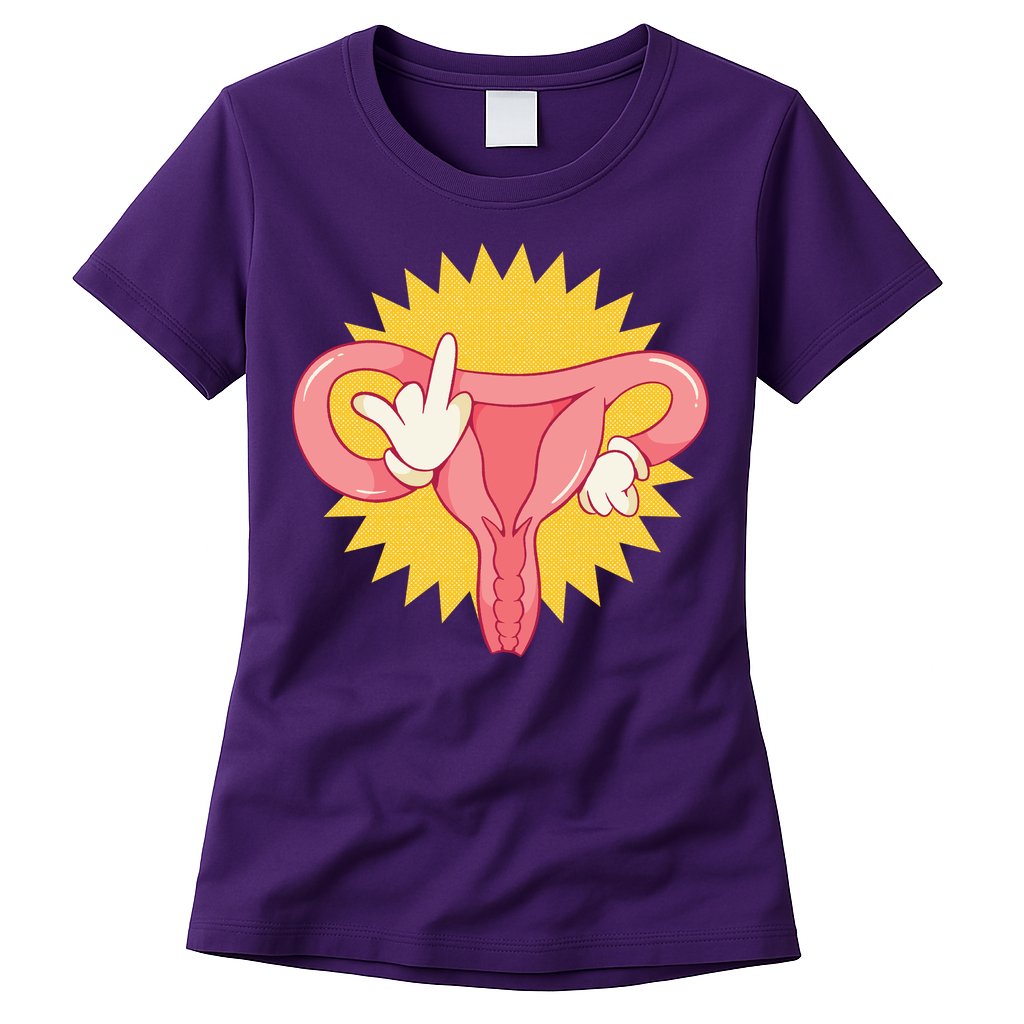 Middle Finger Uterus Womens T-Shirt
