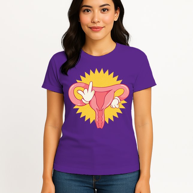 Middle Finger Uterus Womens T-Shirt