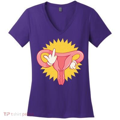 Middle Finger Uterus Women's V-Neck T-Shirt