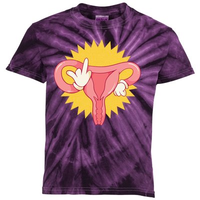 Middle Finger Uterus Kids Tie-Dye T-Shirt