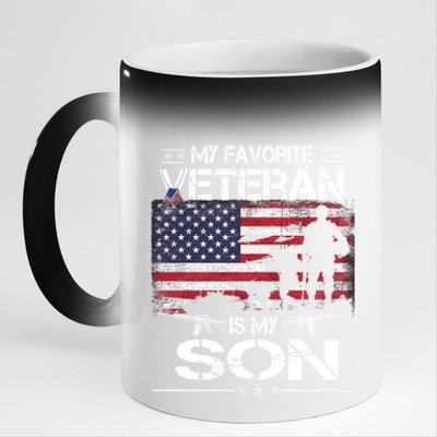 My Favorite Veteran Is My Son Meaningful Gift Flag Father Veterans Day Gift 11oz Black Color Changing Mug