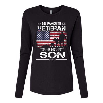 My Favorite Veteran Is My Son Meaningful Gift Flag Father Veterans Day Gift Womens Cotton Relaxed Long Sleeve T-Shirt