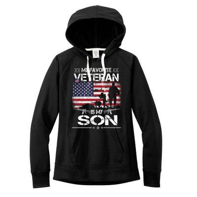 My Favorite Veteran Is My Son Meaningful Gift Flag Father Veterans Day Gift Women's Fleece Hoodie