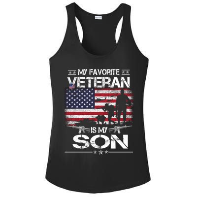 My Favorite Veteran Is My Son Meaningful Gift Flag Father Veterans Day Gift Ladies PosiCharge Competitor Racerback Tank