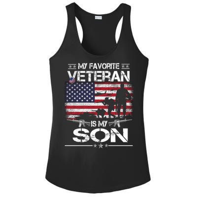 My Favorite Veteran Is My Son Meaningful Gift Flag Father Veterans Day Gift Ladies PosiCharge Competitor Racerback Tank