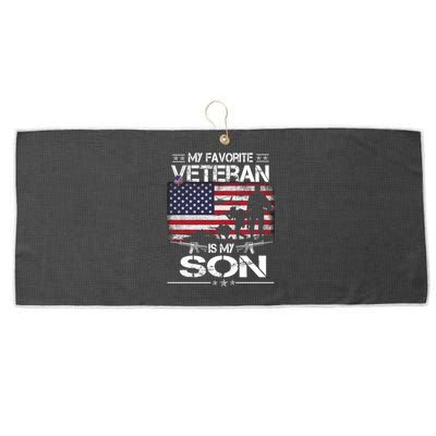 My Favorite Veteran Is My Son Meaningful Gift Flag Father Veterans Day Gift Large Microfiber Waffle Golf Towel