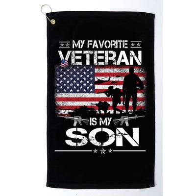 My Favorite Veteran Is My Son Meaningful Gift Flag Father Veterans Day Gift Golf Towel