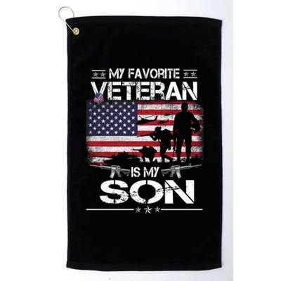 My Favorite Veteran Is My Son Meaningful Gift Flag Father Veterans Day Gift Platinum Collection Golf Towel