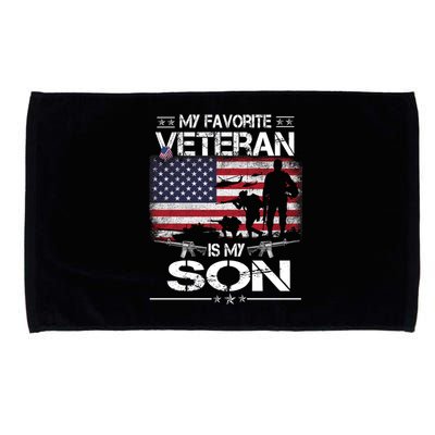 My Favorite Veteran Is My Son Meaningful Gift Flag Father Veterans Day Gift Microfiber Hand Towel