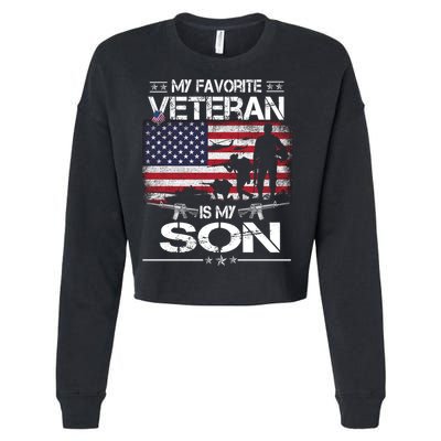 My Favorite Veteran Is My Son Meaningful Gift Flag Father Veterans Day Gift Cropped Pullover Crew