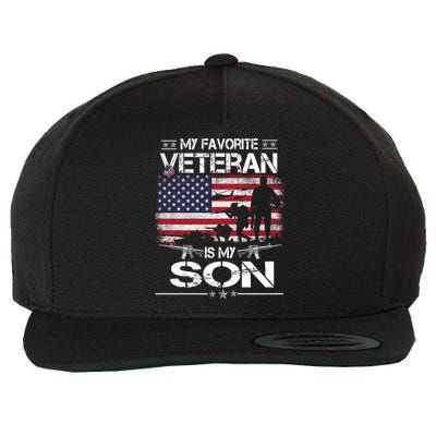 My Favorite Veteran Is My Son Meaningful Gift Flag Father Veterans Day Gift Wool Snapback Cap