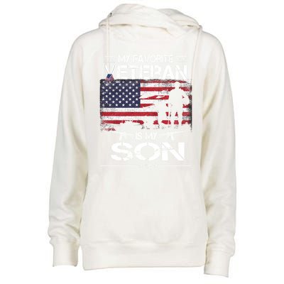 My Favorite Veteran Is My Son Meaningful Gift Flag Father Veterans Day Gift Womens Funnel Neck Pullover Hood