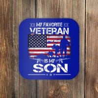 My Favorite Veteran Is My Son Meaningful Gift Flag Father Veterans Day Gift Coaster