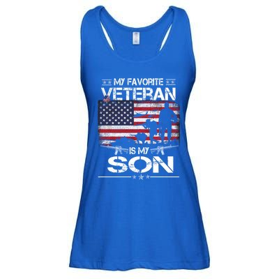 My Favorite Veteran Is My Son Meaningful Gift Flag Father Veterans Day Gift Ladies Essential Flowy Tank