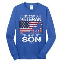 My Favorite Veteran Is My Son Meaningful Gift Flag Father Veterans Day Gift Tall Long Sleeve T-Shirt