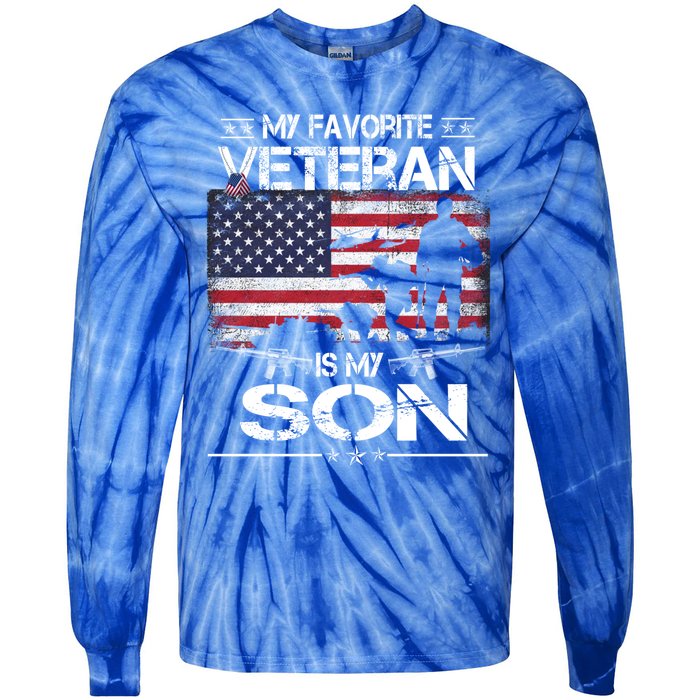 My Favorite Veteran Is My Son Meaningful Gift Flag Father Veterans Day Gift Tie-Dye Long Sleeve Shirt