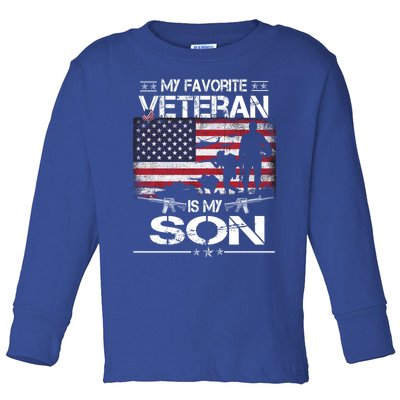 My Favorite Veteran Is My Son Meaningful Gift Flag Father Veterans Day Gift Toddler Long Sleeve Shirt