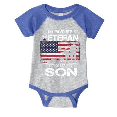 My Favorite Veteran Is My Son Meaningful Gift Flag Father Veterans Day Gift Infant Baby Jersey Bodysuit