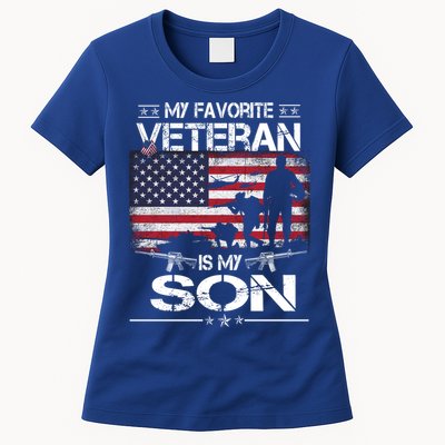 My Favorite Veteran Is My Son Meaningful Gift Flag Father Veterans Day Gift Womens T-Shirt