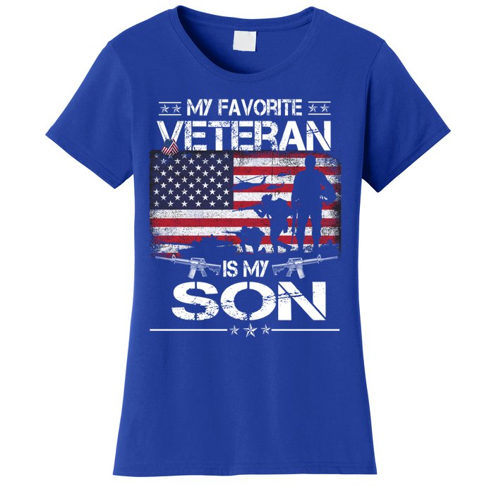 My Favorite Veteran Is My Son Meaningful Gift Flag Father Veterans Day Gift Women's T-Shirt