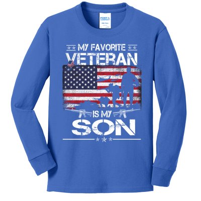 My Favorite Veteran Is My Son Meaningful Gift Flag Father Veterans Day Gift Kids Long Sleeve Shirt