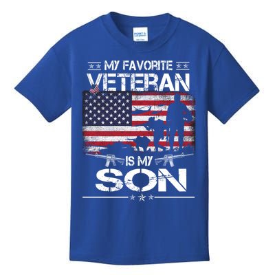 My Favorite Veteran Is My Son Meaningful Gift Flag Father Veterans Day Gift Kids T-Shirt