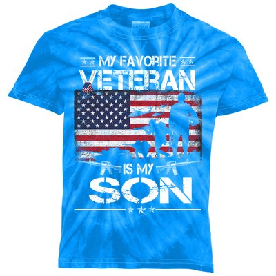 My Favorite Veteran Is My Son Meaningful Gift Flag Father Veterans Day Gift Kids Tie-Dye T-Shirt