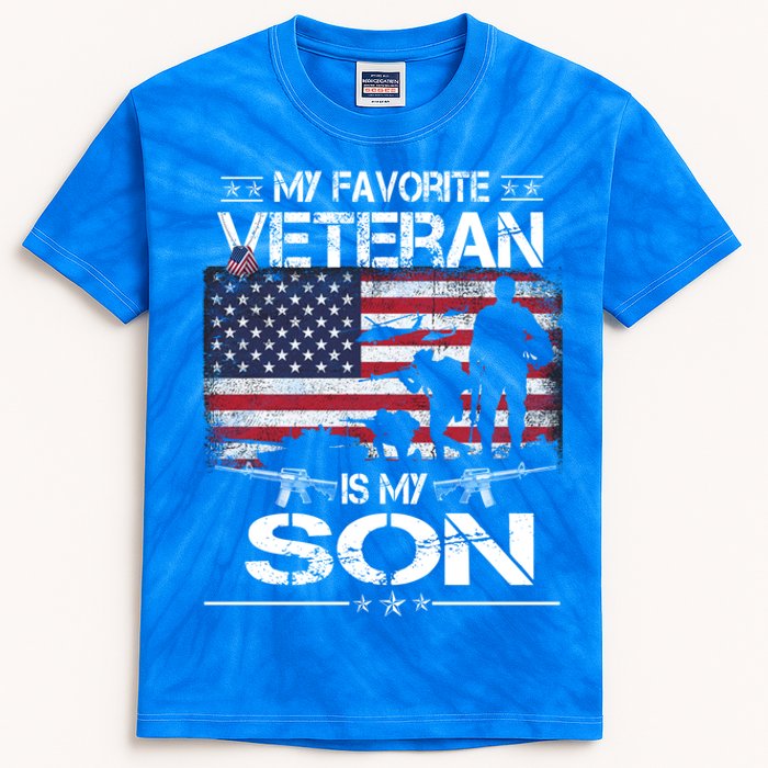 My Favorite Veteran Is My Son Meaningful Gift Flag Father Veterans Day Gift Kids Tie-Dye T-Shirt