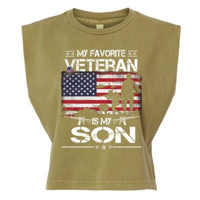 My Favorite Veteran Is My Son Meaningful Gift Flag Father Veterans Day Gift Garment-Dyed Women's Muscle Tee