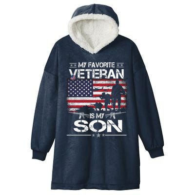 My Favorite Veteran Is My Son Meaningful Gift Flag Father Veterans Day Gift Hooded Wearable Blanket