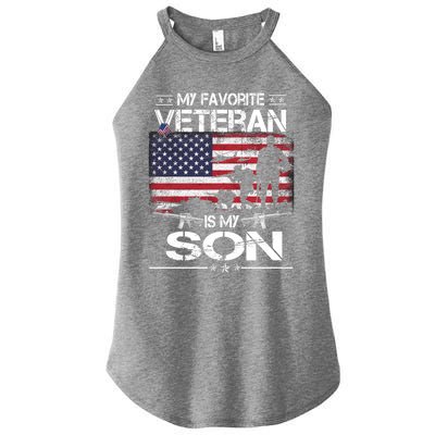 My Favorite Veteran Is My Son Meaningful Gift Flag Father Veterans Day Gift Women's Perfect Tri Rocker Tank