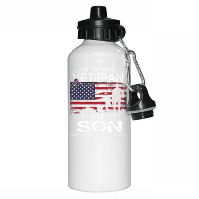 My Favorite Veteran Is My Son Meaningful Gift Flag Father Veterans Day Gift Aluminum Water Bottle