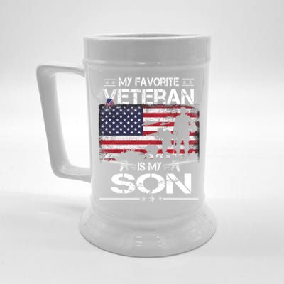 My Favorite Veteran Is My Son Meaningful Gift Flag Father Veterans Day Gift Beer Stein