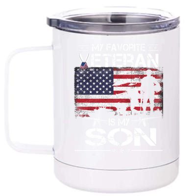 My Favorite Veteran Is My Son Meaningful Gift Flag Father Veterans Day Gift 12 oz Stainless Steel Tumbler Cup