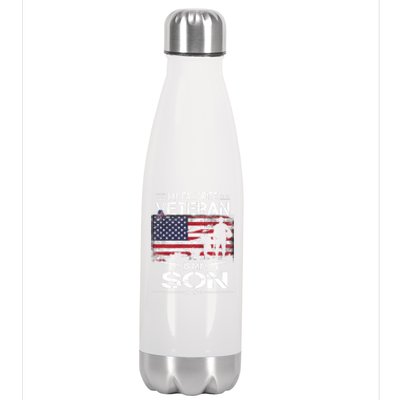 My Favorite Veteran Is My Son Meaningful Gift Flag Father Veterans Day Gift Stainless Steel Insulated Water Bottle