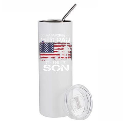 My Favorite Veteran Is My Son Meaningful Gift Flag Father Veterans Day Gift Stainless Steel Tumbler