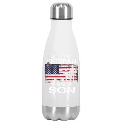 My Favorite Veteran Is My Son Meaningful Gift Flag Father Veterans Day Gift Stainless Steel Insulated Water Bottle