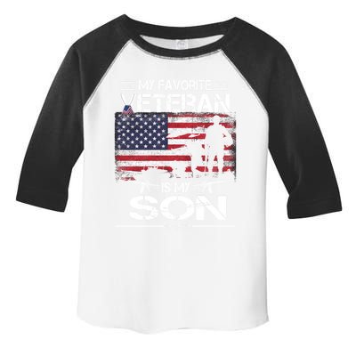 My Favorite Veteran Is My Son Meaningful Gift Flag Father Veterans Day Gift Toddler Fine Jersey T-Shirt