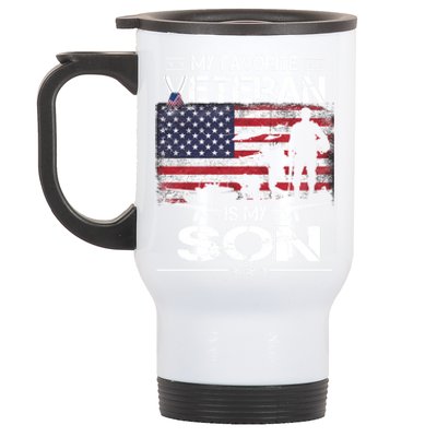 My Favorite Veteran Is My Son Meaningful Gift Flag Father Veterans Day Gift Stainless Steel Travel Mug