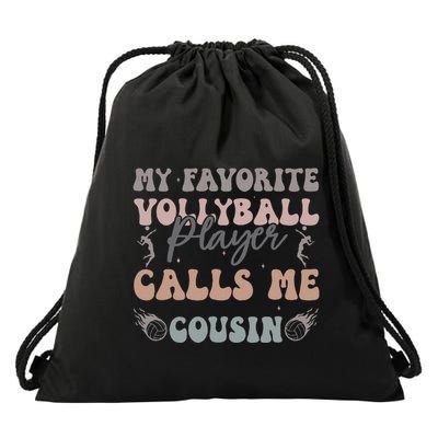 My Favorite Volleyball Player Calls Me Cousin Funny Cousins Drawstring Bag