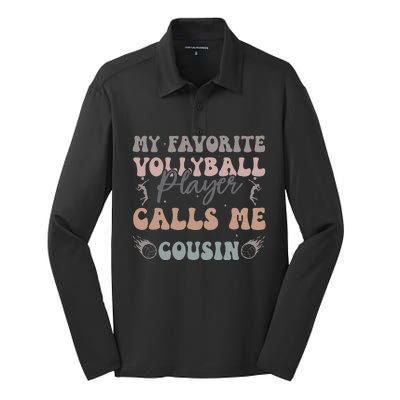 My Favorite Volleyball Player Calls Me Cousin Funny Cousins Silk Touch Performance Long Sleeve Polo