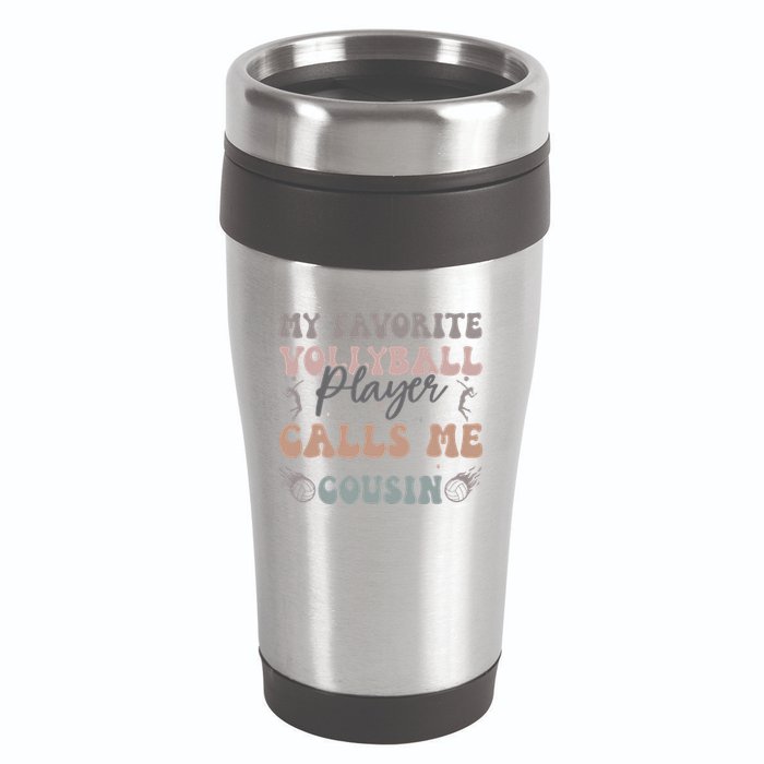 My Favorite Volleyball Player Calls Me Cousin Funny Cousins 16oz Travel Tumbler