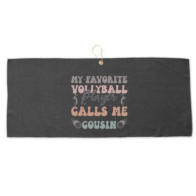 My Favorite Volleyball Player Calls Me Cousin Funny Cousins Large Microfiber Waffle Golf Towel