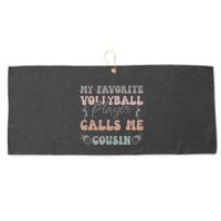 My Favorite Volleyball Player Calls Me Cousin Funny Cousins Large Microfiber Waffle Golf Towel