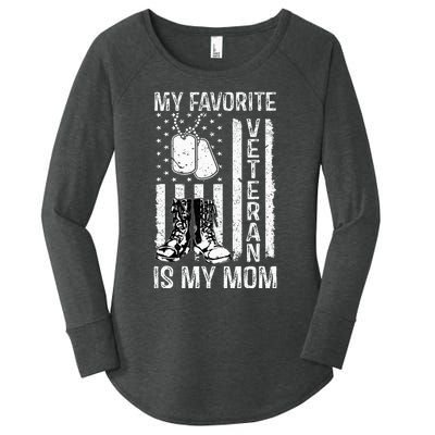 My Favorite Veteran Is My Mom Us Flag Veteran Proud Mother Women's Perfect Tri Tunic Long Sleeve Shirt